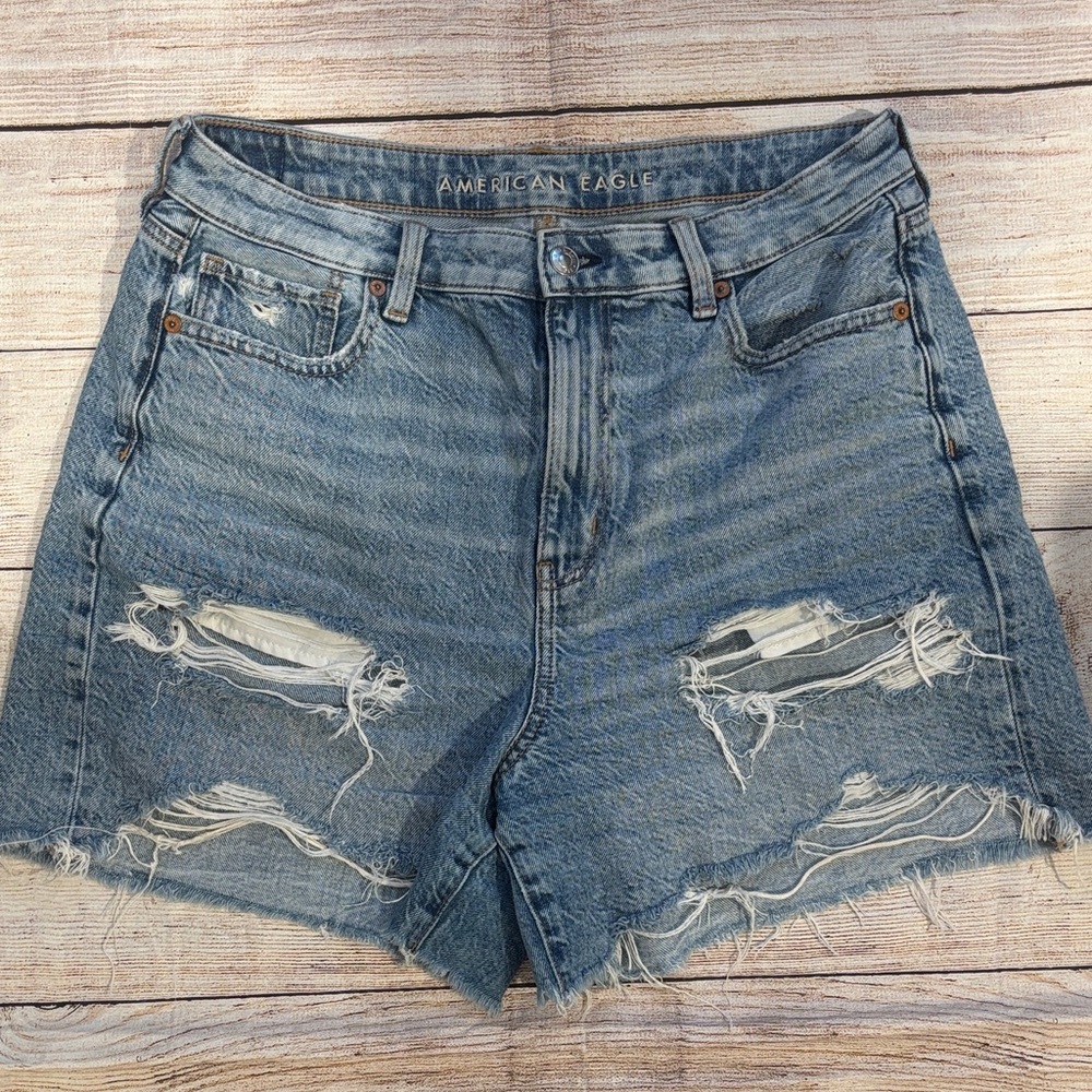 American Eagle Outfitters Light Blue Ripped Jean Shorts